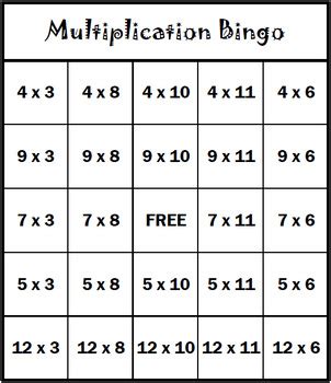 Multiplication Bingo Cards Printable Free Multiplication Bingo Multiplication Fact Practice