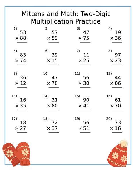Multiplication By 2 Digits Worksheets Multiplication Worksheets
