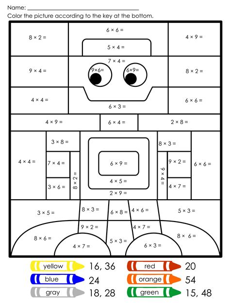 Multiplication Coloring Workshee
