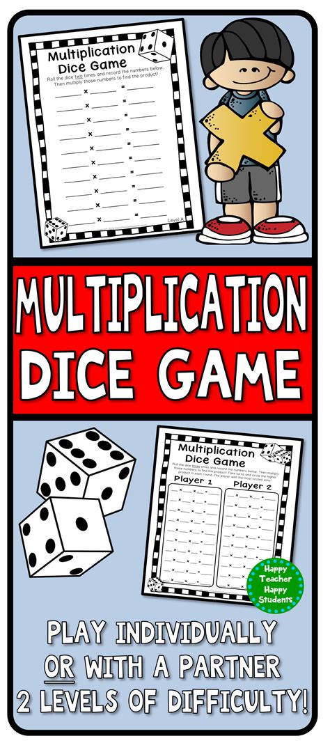 Multiplication Dice Game 4 Versions Multiplication Game Printable