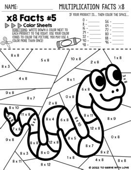 Multiplication Fact Coloring Shee