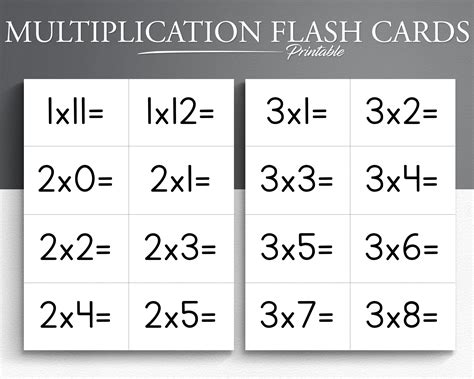 Multiplication Flash Cards 010 Printable Multiplication Flash Cards