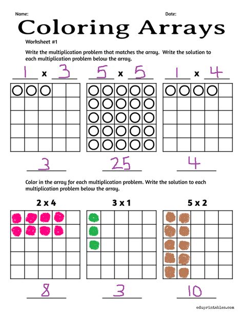 Multiplication Flash Cards With Arrays