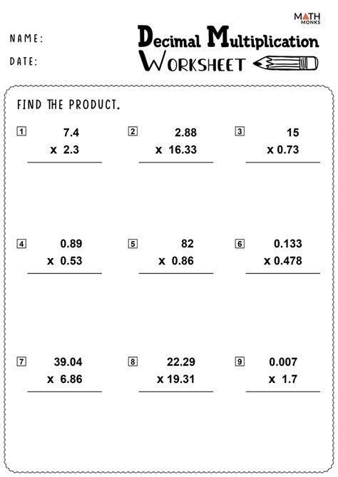 Multiplication Of Decimals Worksheet Pdf