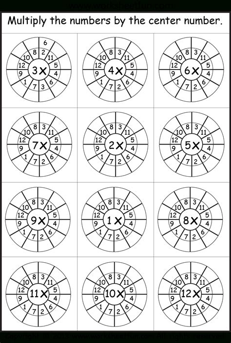 Multiplication Table Wheel Printable