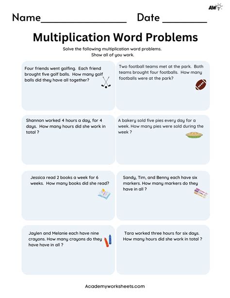 Multiplication Word Problems Worksheet Multiplication Worksheets