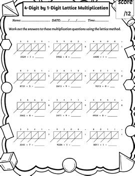 Multiplication Worksheets Lattice Teaching Resources TPT