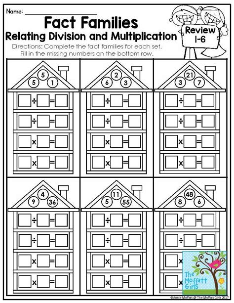 Multiplication and Division Fact Family Practice Math Worksheet