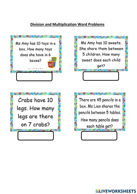 Multiplication and Division Word Problems Student Reference Card