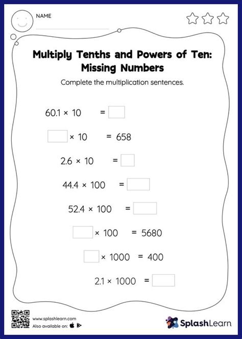 Multiplication and Division by Powers of 10 Math Worksheets SplashLearn