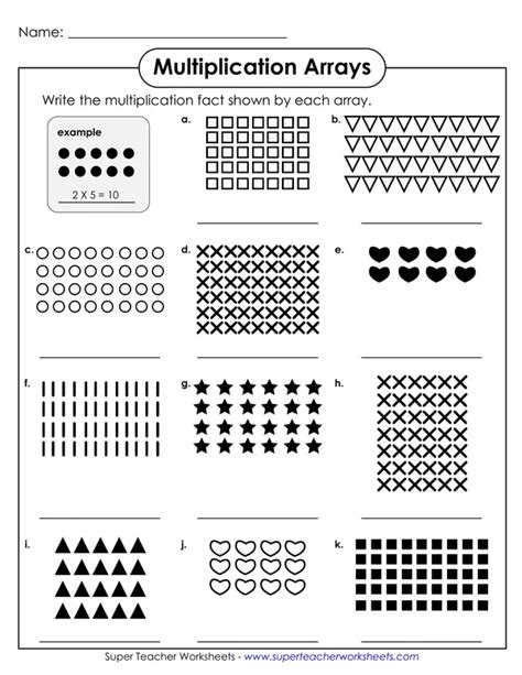 Multiplication array worksheet Array Worksheets, 3rd Grade Math