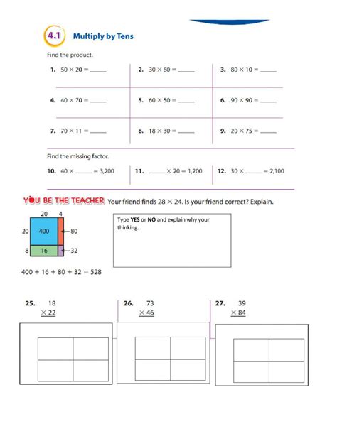 Multiplication by 10s and Box Method worksheet Live Worksheets