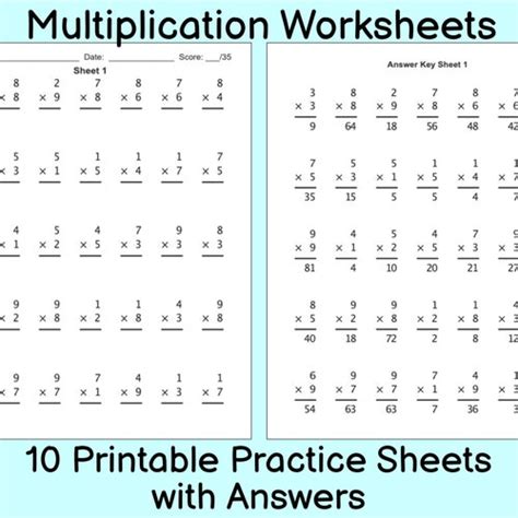 Multiplication worksheet/30 Practice sheets with answers/Multidigit