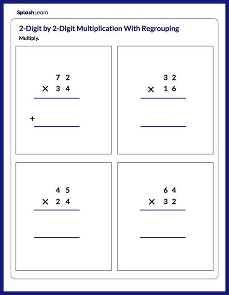 Multiply 2Digit by 2Digit with Regrouping Worksheet