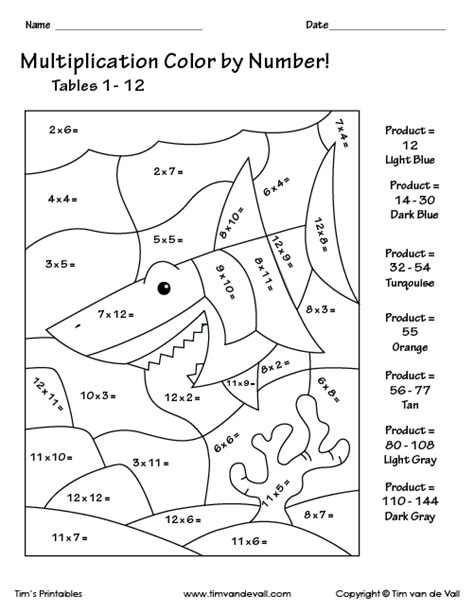 Multiply And Color Worksheets 99Worksheets