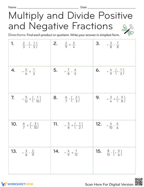 Multiply And Divide Positive And Negative Rational Numbers Worksheet