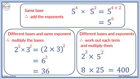 Step 1: Enter the number and exponent value in the respective input box. Step 2: Click on the "Multiply" button to find the multiplying exponents. Step 3: Click on the "Reset" button to clear the fields and enter the new values. How to Find Multiplying Exponents? Multiplying exponents defined the product of two numbers with exponent power to them.