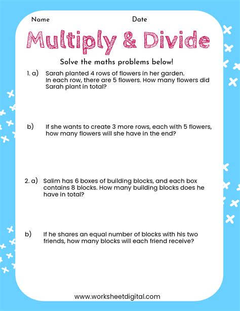 Multiply or Divide Word Problems Worksheet Educational Resource