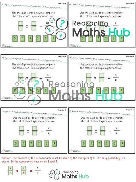Multiply simple pairs of proper fractions and writing the answer in the