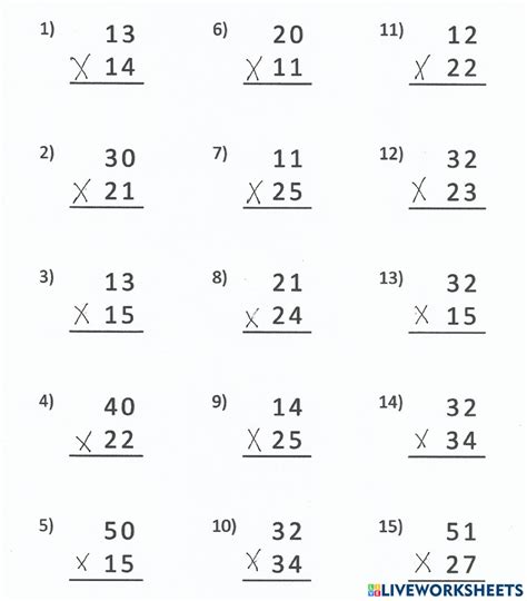 Multiplying 2Digit by 2Digit Numbers (A)