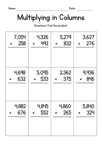 Multiplying 4Digit by 3Digit Numbers (A)