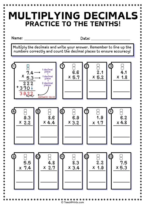 Multiplying Decimals Worksheet Education Com
