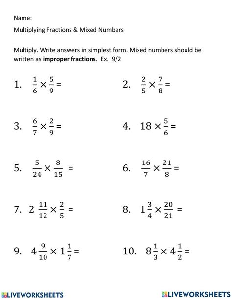 Multiplying Fractions Worksheets PDF Form Fill Out and Sign