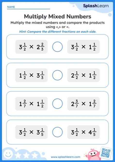Multiplying Mixed Numbers Worksheet