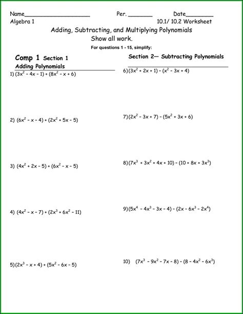 Multiplying Polynomials Worksheet Lesson 7 7 Worksheet Resume Examples