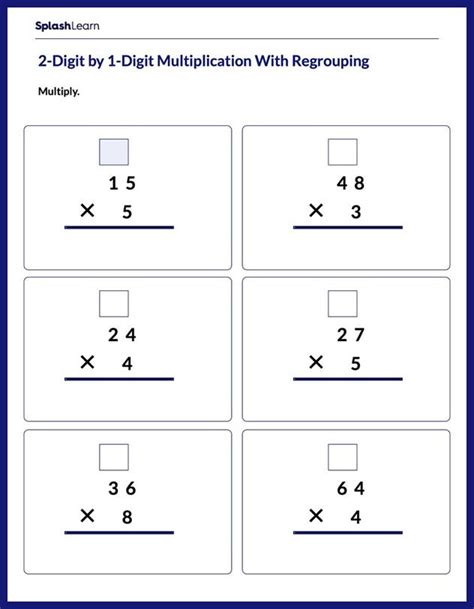 Multiplying Two Digit By One Digit Worksheets