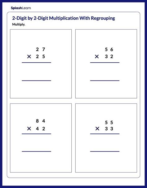 Multiplying Two Digit By Two Digit Numbers Worksheet 2digit