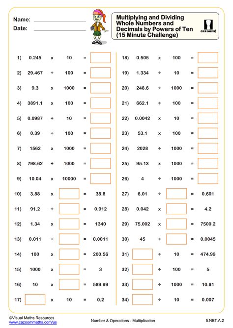 Multiplying and Dividing Whole Numbers and Decimals by Powers of