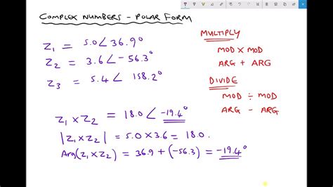 Multiplying and Dividing with Polar Form in Complex Numbers YouTube
