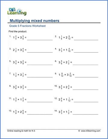 Multiplying mixed numbers - K5 Learning