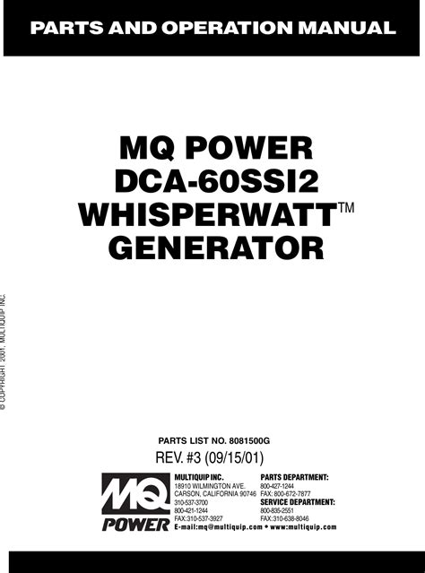 Multiquip generator fault codes.  View and Download MQ Power WHISPERWATT Series operation manu...