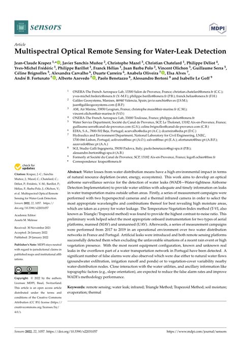 Multispectral Optical Remote Sensing for Water-Leak Detection