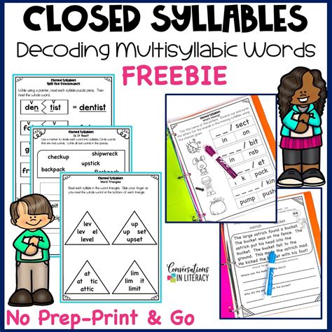 Multisyllabic Words Closed & Worksheets Teachers Pay Teachers