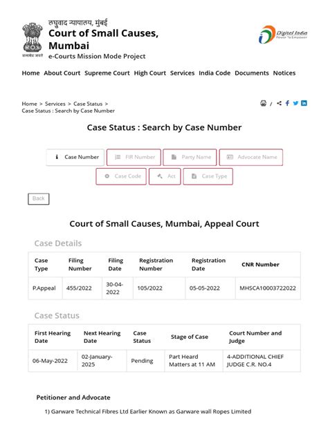 Mumbai court case status by case number.  Notification No.  Select Mumbai ...