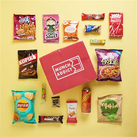 Munch addict. Munch Addict is an exotic snack store that provides international snacks & candy. Our yummy snack crate is full of foreign treats that will put you in the most high profile club. The ultimate snack delivery service that will have you saying yum! Both subscription and non-subscription options. Makes a great snack gift! 