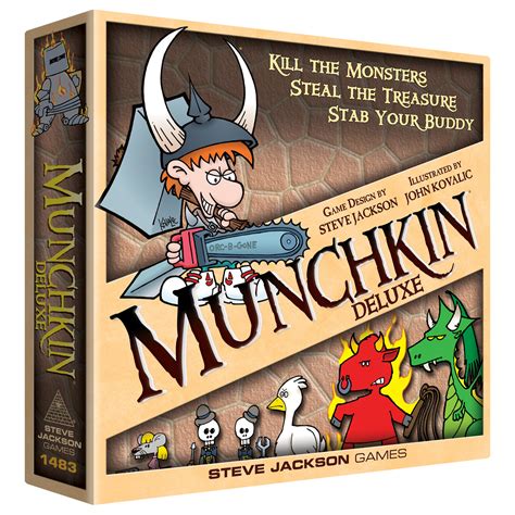 Munchkin 6 — Double Dungeons. Designed by Steve Jackson • Developed by Andrew Hackard • Illustrated by John Kovalic. 40 double-sized cards, 32 standard-sized cards, and a rulesheet, in a tuckbox. Suggested Retail Price $19.95. Stock # SJG1576 * …. 