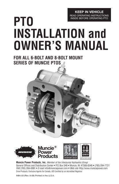 Muncie pto and pump installation guide. - Vw golf a3 manual de servicio.