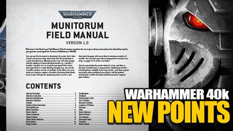 WARHAMMER , Th MUNITORUM FIELD MANUAL 22 1 MUNITORUM FIELD MANUAL 2020 Indomitus Version 1.1 These documents collect amendments to the rules and present our responses to players’ frequently asked questions. Often these amendments are updates necessitated by new releases or community feedback; these can be identified by the …