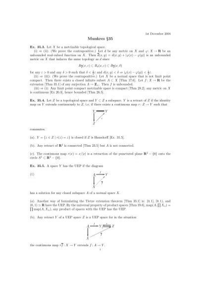 Munkres To Exercises In Solutions