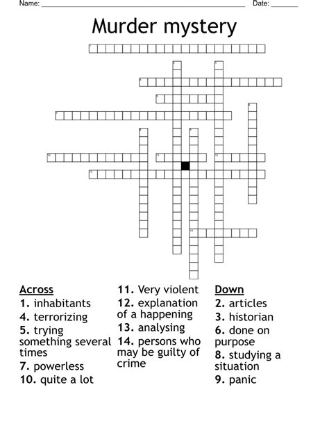 Murder Mystery Find Crossword Clue
