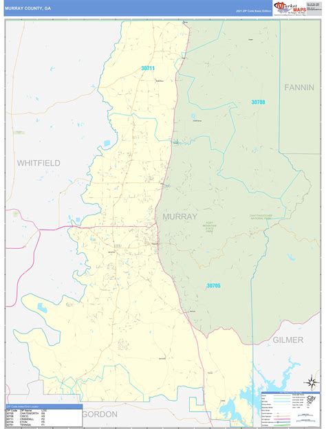 Murray County, GA Zip Code Wall Map Basic Style by MarketMAPS MapSales