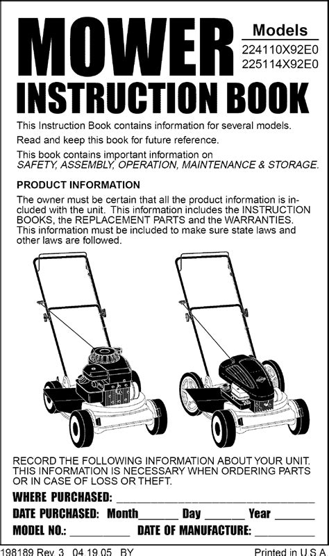 Murray lawn mower model 42571x8d owners manual. - Manuale comandi acceleratore per barche omc.