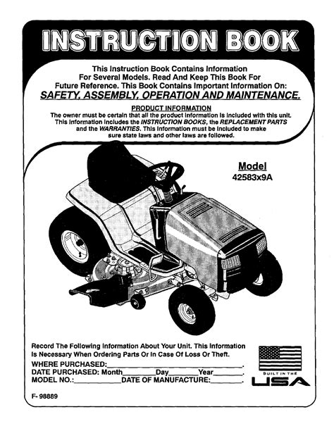 Murray riding lawn mower owner manual 42910x92a. - Manuale di officina citroen service box.
