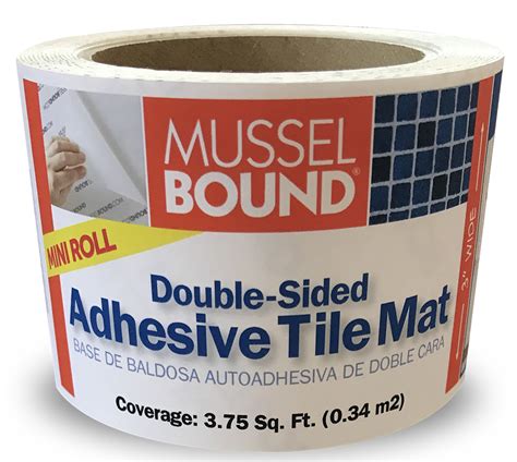 The Pros of Using MusselBound Adhesive Tile Mat. By taking off the sticker on the backside and pressing to your wall surface you are ready to tile. The mat eliminates the need for messy thinset mortar which is the reason I went the MusselBound route. 