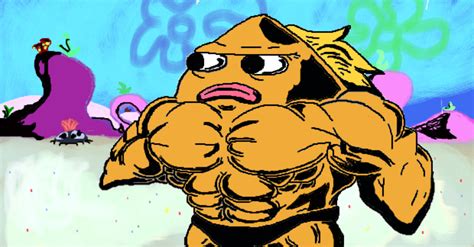 Muscular fish spongebob. This ends when Squidward mistakes a tough muscular fish for SpongeBob and gets beat up for his troubles. Comically Missing the Point : When Mrs. Puff asks SpongeBob to explain his side of Squidward's story of why is he attending Boating School, he draws a "SpongeBob + Squidward, Best Boating Buddies 4-ever" picture on the … 