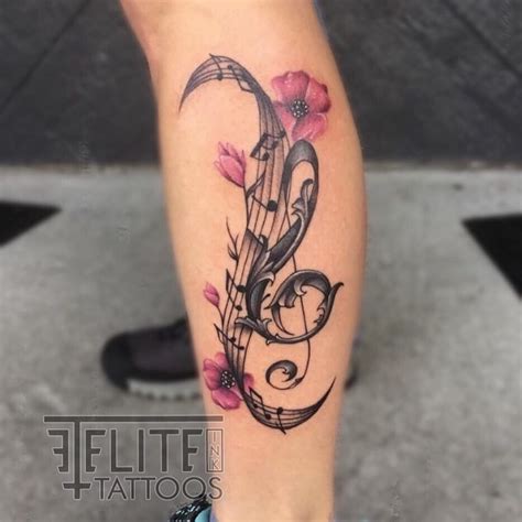 Music Floral Tattoo